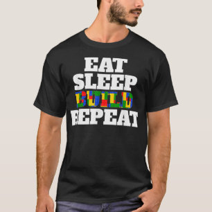 Funny Eat Sleep Build Repeat Building Blocks Men W T-Shirt