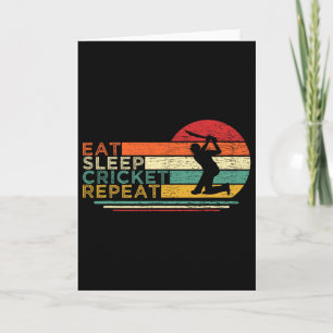 Funny Eat Sleep Cricket Repeat For The Cricket Pla Card