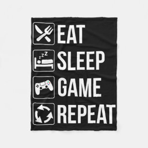 Funny Eat Sleep Game Repeat For Video Games Lovers Fleece Blanket