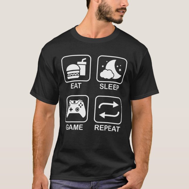 Funny Eat Sleep Game Repeat - Gift For Gamer Gamin T-Shirt (Front)