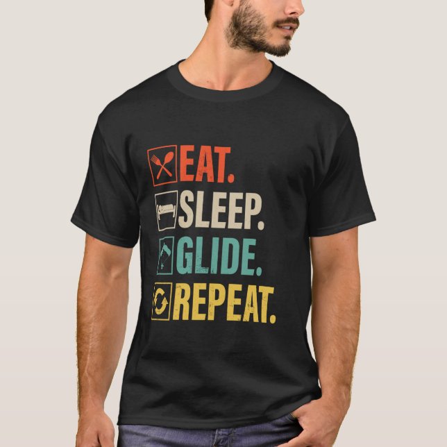 Funny Eat Sleep Glide Repeat Paraglider - Parachtu T-Shirt (Front)