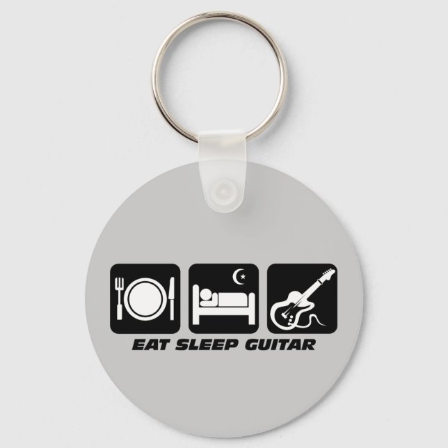 Funny eat sleep guitar keychain (Front)