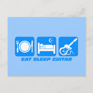 Funny eat sleep guitar postcard