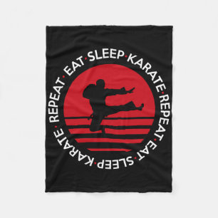 Funny Eat Sleep Karate Repeat  Fleece Blanket