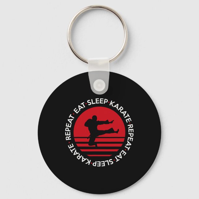Funny Eat Sleep Karate Repeat  Keychain (Front)