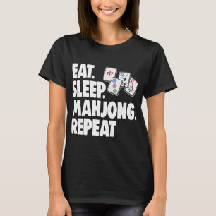 Funny Eat Sleep Mahjong Repeat Shirt Women Game Lo
