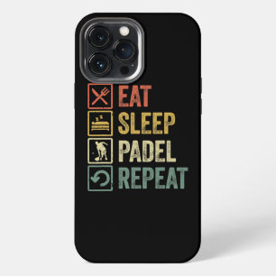 Funny Eat Sleep Padel Repeat Retro Vintage Sports iPhone 13 Pro Max Case
