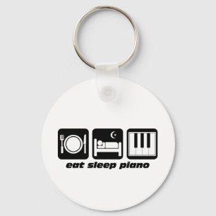 Funny eat sleep piano keychain