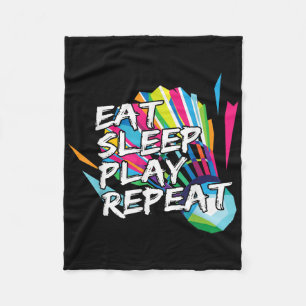 Funny Eat Sleep Play Repeat Player Gift Love Tee Fleece Blanket
