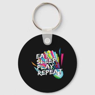 Funny Eat Sleep Play Repeat Player Gift Love Tee  Keychain