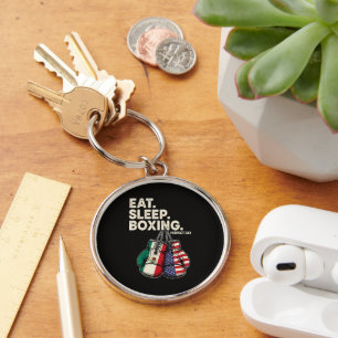 Funny Eat Sleep Repeat Boxing Keychain