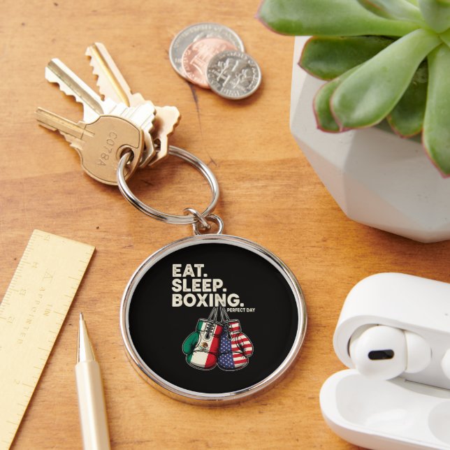 Funny Eat Sleep Repeat Boxing Keychain (Desk)