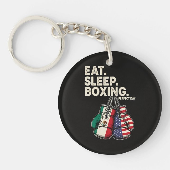 Funny Eat Sleep Repeat Boxing Keychain (Front)