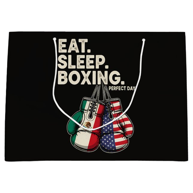 Funny Eat Sleep Repeat Boxing Large Gift Bag (Front)