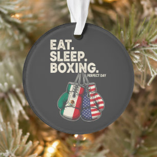 funny eat sleep repeat boxing ornament