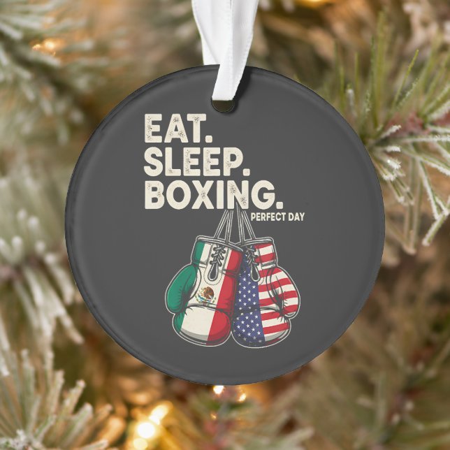funny eat sleep repeat boxing ornament (Tree)