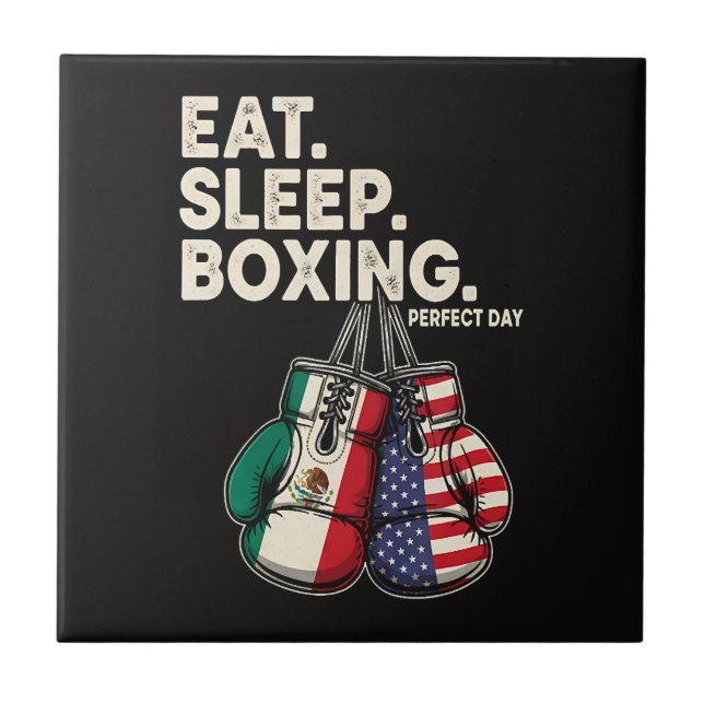 Funny Eat Sleep Repeat Boxing Tile (Front)