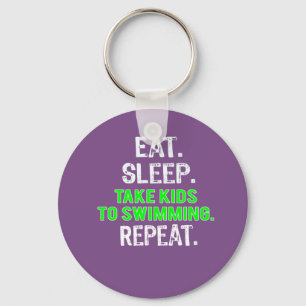 Funny eat sleep take kids swimming parent gift keychain