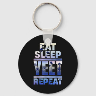 Funny Eat Sleep Yeet Repeat Retro Quote Keychain
