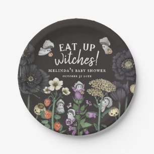 Funny Eat up Witches Halloween Baby Shower Paper Plate