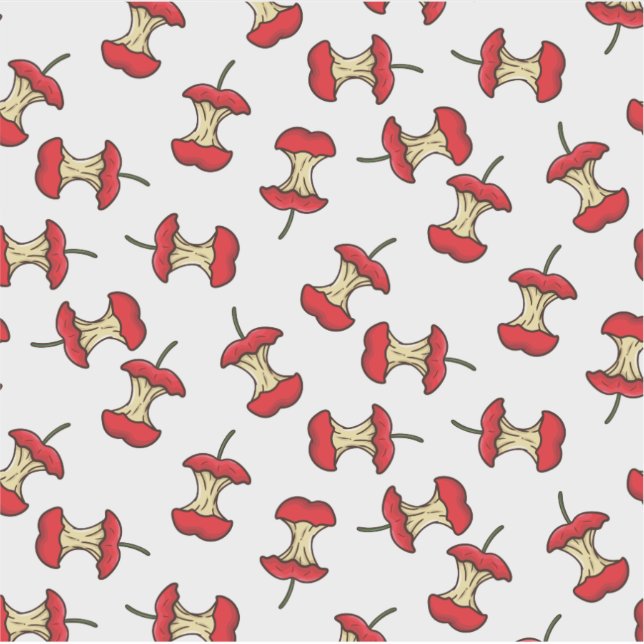 Funny Eaten Apple Core Vintage Retro Fruit Pattern (Front)