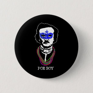 Funny Edgar Allan Poe Mardi Gras Mashup 1  2 Inch Round Button