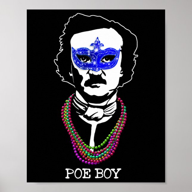 Funny Edgar Allan Poe Mardi Gras Mashup 1  Poster (Front)