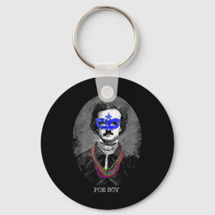 Funny Edgar Allan Poe Mardi Gras Mashup Keychain