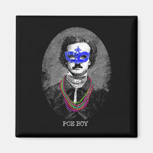 Funny Edgar Allan Poe Mardi Gras Mashup  Magnet