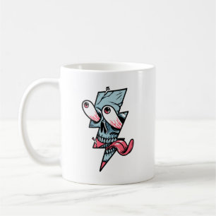 Funny Edgy Skull Face And Lightning Shape Coffee Mug