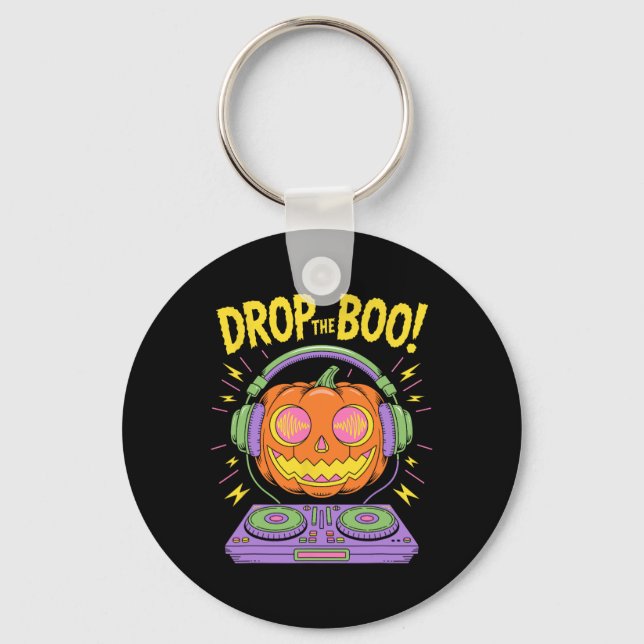 Funny Edm Dj Halloween Pumpkin  Keychain (Front)