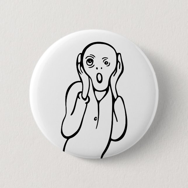 Funny Edvard Munch Scream Parody Cartoon 2 Inch Round Button (Front)