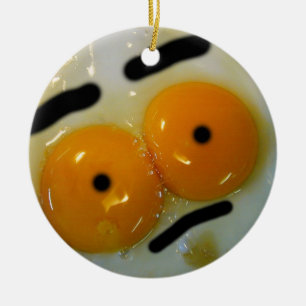 Funny Egg Eyes Ceramic Ornament