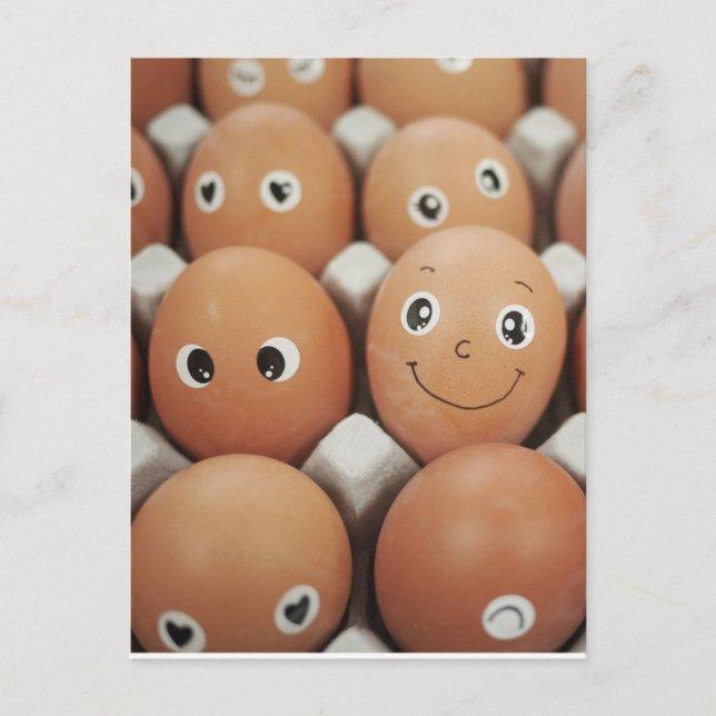 Funny Egg Faces - Breakfast Food Print Postcard (Front)