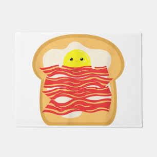 Funny Egg In A Bacon Toast Bed T-Shirt - Food Brea Doormat
