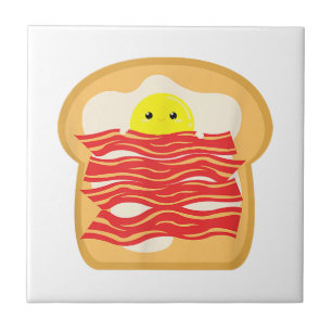 Funny Egg In A Bacon Toast Bed T-Shirt - Food Brea Tile
