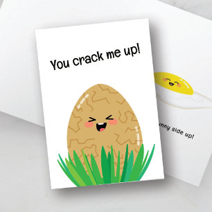 Funny Egg Pun Card   You Crack Me Up Sunny Side Up