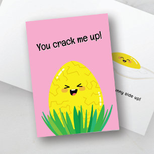 Funny Egg Pun Card   You Crack Me Up Sunny Side Up