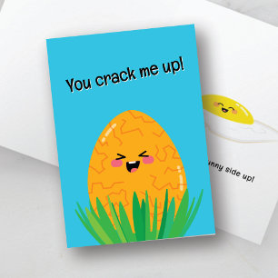Funny Egg Pun Card   You Crack Me Up Sunny Side Up