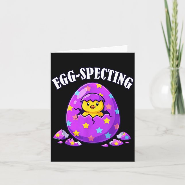 Funny Egg-Specting Easter Day Baby Announcement (Front)