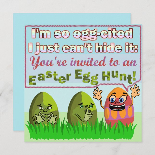 Funny Eggcited Easter Egg Hunt Kids Party Invitation (Front/Back)