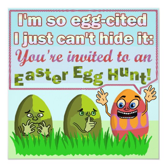 Funny Eggcited Easter Egg Hunt Party V2 Card