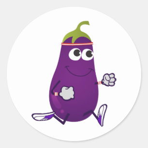 Funny Eggplant Runner Classic Round Sticker
