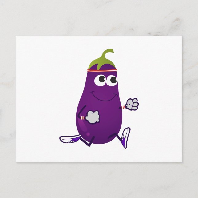 Funny Eggplant Runner Postcard (Front)