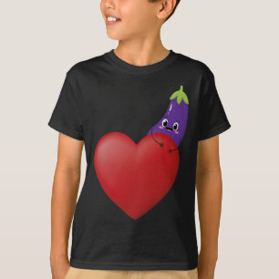 Funny Eggplant With Big Heart Fruit Vegetable Vega T-Shirt