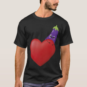 Funny Eggplant With Big Heart Fruit Vegetable Vega T-Shirt
