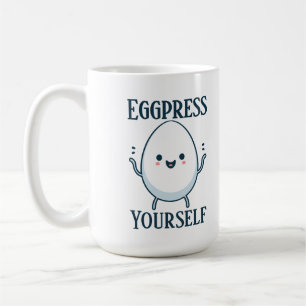 Funny "Eggpress Yourself" Custom Name Coffee Mug