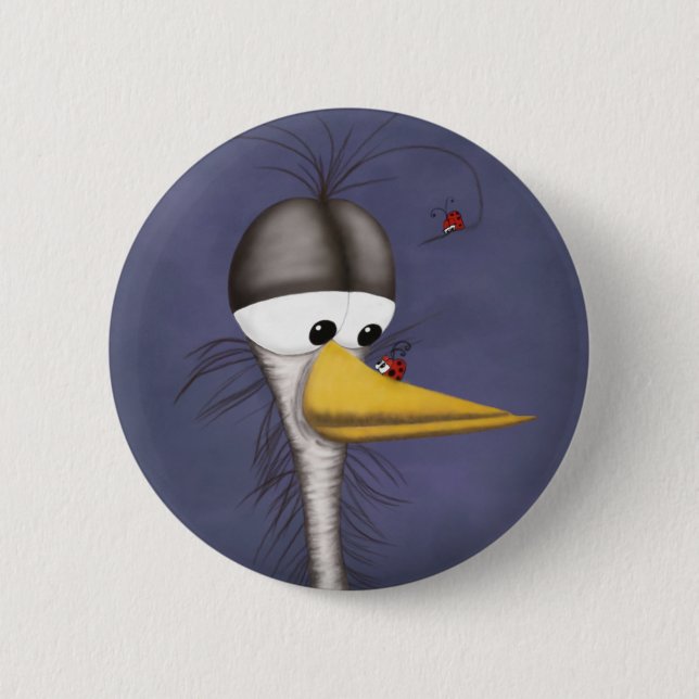 Funny Egret Cartoon 2 Inch Round Button (Front)