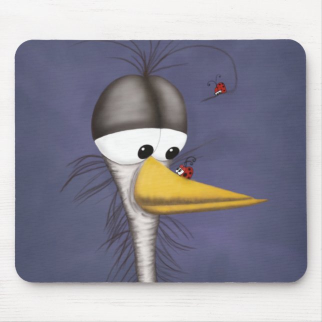 Funny Egret Cartoon Mouse Pad (Front)