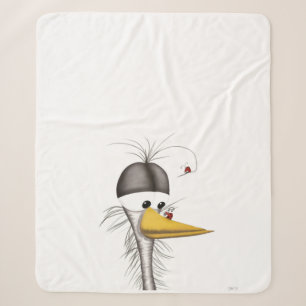 Funny Egret Cartoon Sherpa Blanket